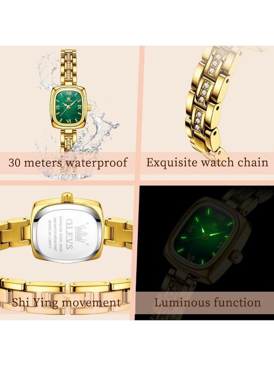 Women\'s Gold band /Green dial Diamond Elegant Chronograph Cute Wrist Watch main image 4